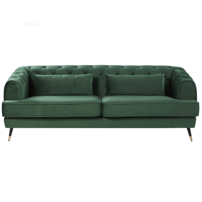 Sofa Dunkelgrün Samt 195 x 70 cm Chesterfield Form mit abziehbaren Kissenbezügen Retro Modern Glamourös
