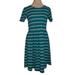 Lularoe Dresses | Lularoe | Teal Striped Pleated Sheath Dress | Color: Cream/Green | Size: Xl