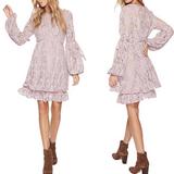 Free People Dresses | Bnwt Free People Lace Balloon Sleeve Mini Dress | Color: Pink | Size: Xs