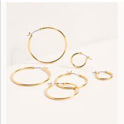 Free People Jewelry | Free People 14 K Gold Plated Hoop Earring Set | Color: Gold | Size: Os