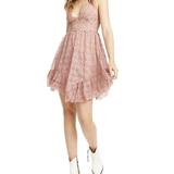 Free People Dresses | Free People Adella Burnout Velvet Mini Dress. | Color: Pink | Size: S