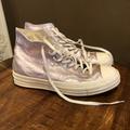 Converse Shoes | Converse Chuck Taylor High Tops Leather Metallic | Color: Pink/Silver | Size: 10
