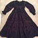 Free People Dresses | Free People Black Long Sleeve Eyelet Peasant Dress | Color: Black | Size: Xs