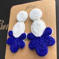 J. Crew Jewelry | Nwt J. Crew Beaded Fan Earrings | Color: Blue/White | Size: Os