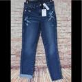 J. Crew Jeans | J. Crew | Floral Appliqu Raw Hem Blue Denim Jeans Final Sale Price | Color: Blue | Size: 25