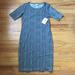 Lularoe Dresses | Lularoe Julia Dress Gray With Aqua Arrows Sz Med | Color: Blue/Gray | Size: M