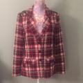 Anthropologie Jackets & Coats | Aldomartins Sz 10 Plaid Embellished Blazer Anthro | Color: Black/Red | Size: 10