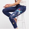 Free People Jeans | Free People / Skinny Embroidered Bird Jean | Color: Red/Tan | Size: 24