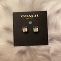 Coach Jewelry | Coach Emerald Cut Crystal Earrings | Color: Gold | Size: 1/2" (L) X 1/2" (H)