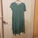 Lularoe Dresses | Lularoe Small Teal Striped Carly Dress | Color: Blue/Green | Size: S