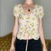 American Eagle Outfitters Tops | American Eagle Outfitters Floral Hippie Top | Color: Cream/Yellow | Size: M