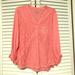 Nine West Tops | 3/$15 Nine West Pink V-Neck Long Sleeve Button Shirt L | Color: Pink | Size: L