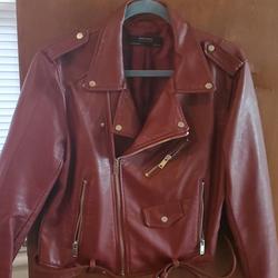 Zara Jackets & Coats | Faux Leather Jacket | Color: Red | Size: Xl