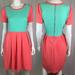 Lularoe Dresses | Lularoe Colorblock Pleated Flare Amelia Dress | Color: Green/Pink | Size: M