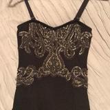 Free People Dresses | Free People Sequin Body Con Mini Dress In Black | Color: Black/Gold | Size: Xs