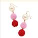 J. Crew Jewelry | J.Crew Crochet Bead Drop Pearl Earring | Color: Gold/Red | Size: 3”