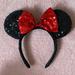 Disney Accessories | Disney Minnie Mouse Sequin Headband Mouse Ears | Color: Black/Red | Size: Os