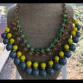 J. Crew Jewelry | J Crew Colorful Egyptian Beaded Necklace | Color: Gold/Gray/Green/Yellow | Size: 21”-26”