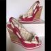 Coach Shoes | Coach Twirling Cotton Twill Wedge Sandals | Color: Cream/Pink | Size: 7