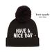 Kate Spade Accessories | Nwt Kate Spade Have A Nice Day Pompom Beanie Hat | Color: Black/White | Size: Os