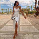 Zara Dresses | Last One! Zara Satin Effect Slip Dress | Color: White | Size: Various
