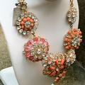 J. Crew Jewelry | J.Crew Floral Bib Necklace | Color: Gold/Pink | Size: Os