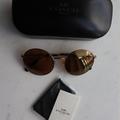 Coach Accessories | Coach Gold Round Sunglasses | Color: Brown/Gold | Size: Os