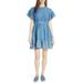 Kate Spade Dresses | Kate Spade Women's Blue Ruffle Short Sleeve Chambray Mini Dress Size 4 | Color: Blue | Size: 4