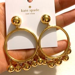 Kate Spade Jewelry | Kate Spade Gold Ball Bauble Drop Hoop Earrings | Color: Gold | Size: Os