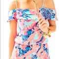 Lilly Pulitzer Pants & Jumpsuits | Klea Romper- Coral Reef I’m So Jelly | Color: Blue/Pink | Size: Xxs