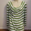 Michael Kors Tops | Michael Kors Large Drape Neck Striped Top Blouse | Color: Green/White | Size: L