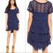 Free People Dresses | Free People Navy Ruffle Tunic Dress | Color: Blue | Size: Xs