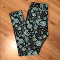 Lularoe Pants & Jumpsuits | Lularoe Os Floral Leggings Teal/Off White | Color: Blue/White | Size: Os