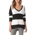 Free People Sweaters | Free People Rugby Stripe Songbird Pullover | Color: Black/White | Size: Xs