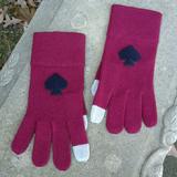 Kate Spade Accessories | Kate Spade Ny Maroon/Black Spade Logo Knit Gloves | Color: Black/Red | Size: Os