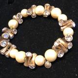 J. Crew Jewelry | J Crew Pearl And Crystal Bracelet | Color: Cream/Gold | Size: Os