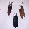 Urban Outfitters Jewelry | Feather Earring Set | Color: Black/Brown | Size: 4”