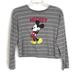 Disney Tops | Disney Womens Shirt Medium Crop Mickey Mouse | Color: Gray/White | Size: M