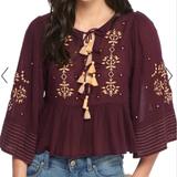 Free People Tops | Free People Maroon Embroidered Flowy Top | Color: Purple | Size: M