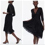 Zara Dresses | Gorgeous Zara Nwt Contrasting Dress W Lace | Color: Black | Size: Xs