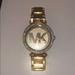 Michael Kors Accessories | Michael Kors Parker Logo Glitz Gold Tone Watch | Color: Gold | Size: Os