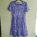 Lularoe Dresses | Lularoe Pleated Dress Xl Purple Floral Zip Back | Color: Purple | Size: Xl