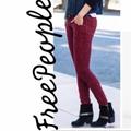 Free People Pants & Jumpsuits | Free People Lace Floral Maroon Skinny Jeans W29 | Color: Red | Size: 29