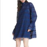 Free People Dresses | Free People Long Sleeve Lace Dress | Color: Black/Blue | Size: Various