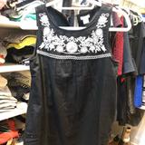 J. Crew Dresses | Jcrew Linen Embroidered Shift Dress Size Xs | Color: Black/White | Size: Xs