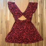 Free People Dresses | Free People Red With Back Floral Print Dress. | Color: Black/Red | Size: 2
