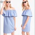 J. Crew Dresses | J. Crew Tipped Off The Shoulder Blue Summer Dress | Color: Blue | Size: M