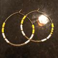 Free People Jewelry | Free People Beaded Hoop Earrings | Color: Gold/Yellow | Size: Os