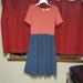 Lularoe Dresses | Lularoe Amelia Dress Coral And Blue Grey | Color: Blue | Size: L