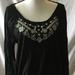 Nine West Tops | Nine West Jeans Black Ls Embroidered Tunic | Color: Black/White | Size: Xl